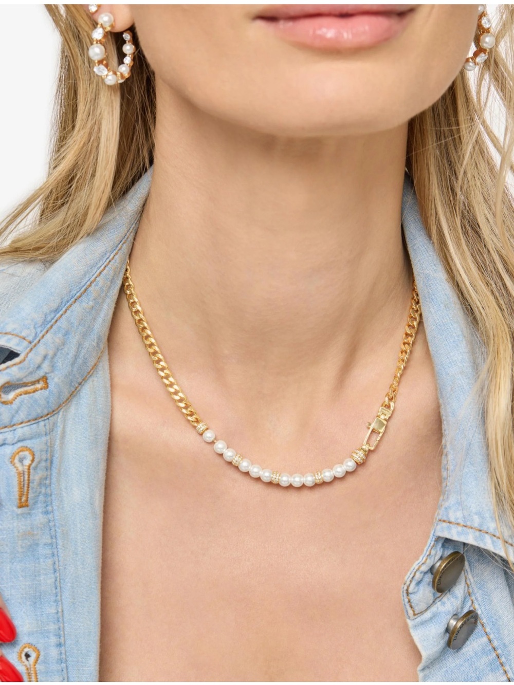 NWT Melinda Maria Gold “Julian Loves Pearls Necklace 5mm”